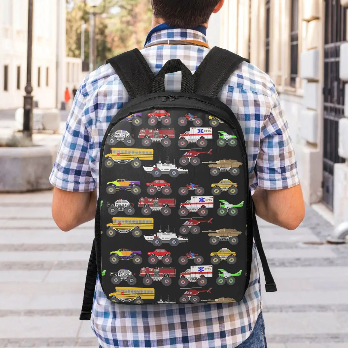 Monster Vehicles The Kids'Picture Show Woman Backpacks Boys Girls Bookbag Children School Bags Portability Rucksack Shoulder Bag