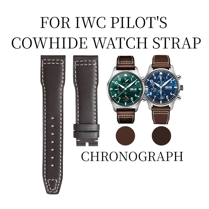 pour-montre-pilote-iwc-chronographe-43mm-bracelet-de-montre-en-cuir-de-vache