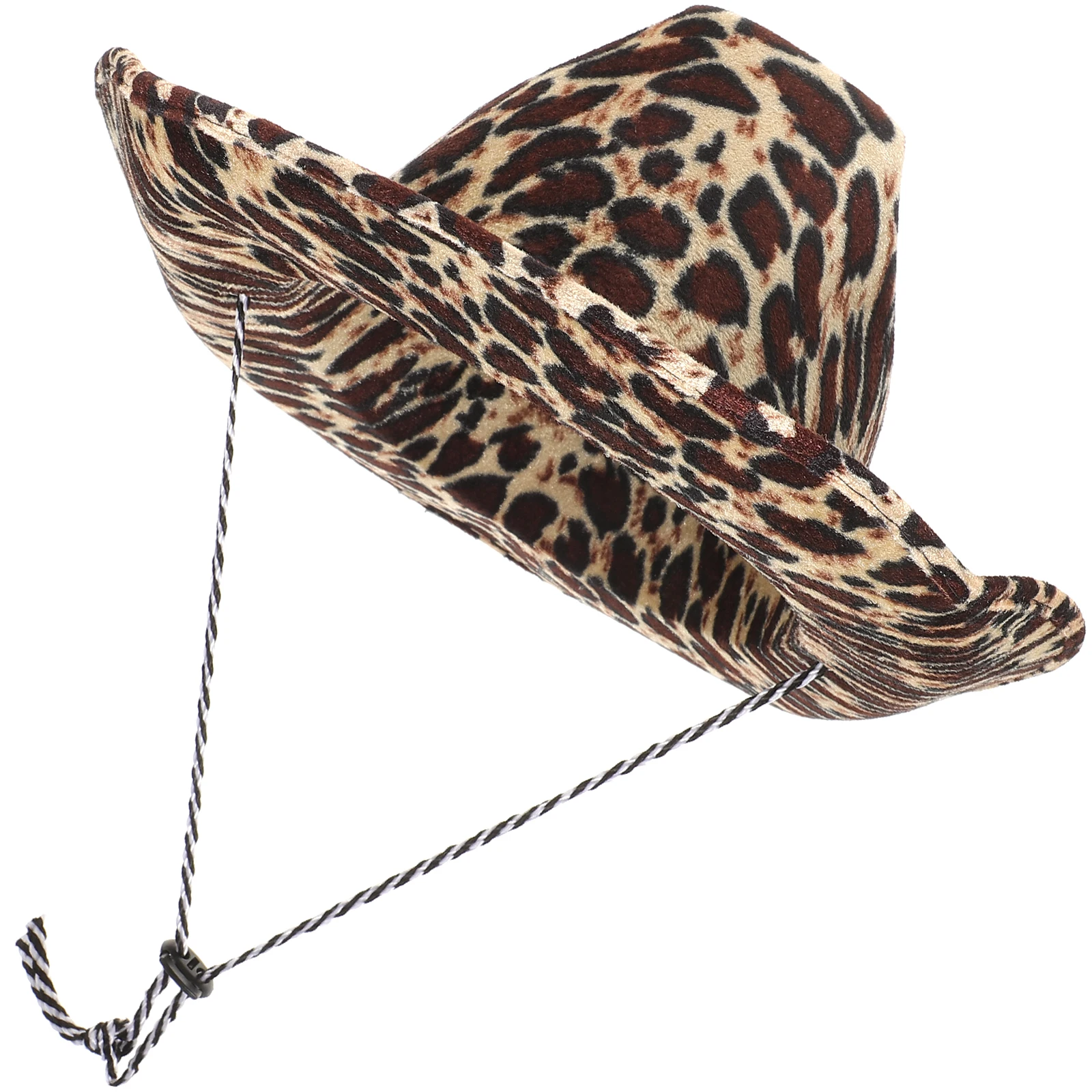 

Zebra Print Cowboy Hat Western Cowgirl Hat Stage Performance Party Hat Adjustable Chin Strap Cowboy Cap Cosplay Costume