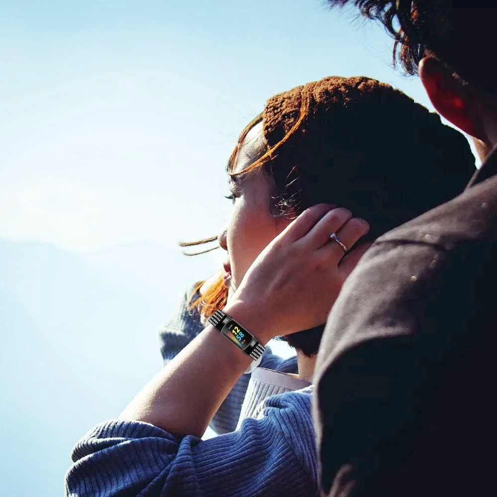 Modisches Uhrenarmband für Fitbit Charge 5 6 Smartwatch für Charge 3 4 Armbandband Zinklegierung Diamantarmband Metallersatz