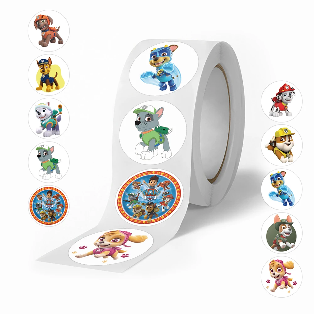 500 ピース/ロールパウパトロールシールステッカー漫画報酬デカールおもちゃギフト防水 DIY 文具ラップトップスーツケースノートブック