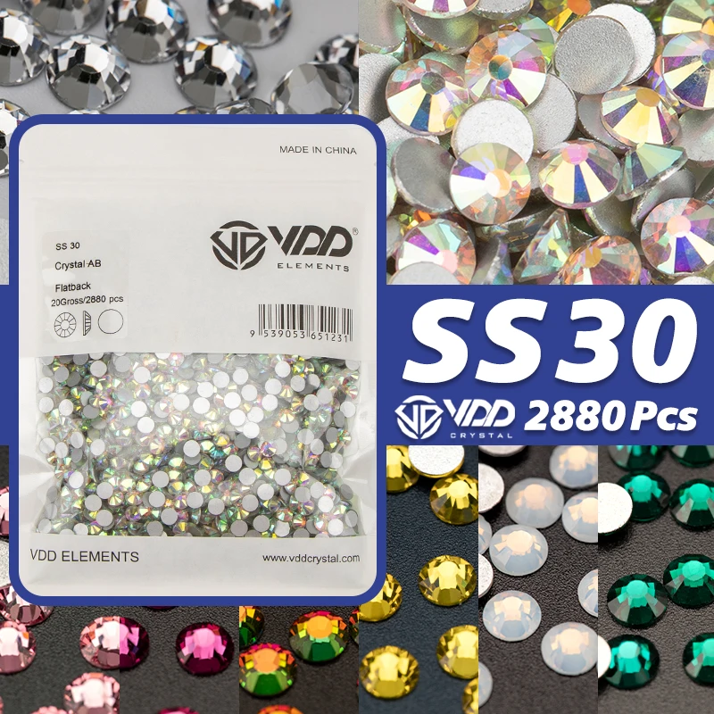 VDD SS30 2880 Stück Großhandel Hochwertige Glas-Kristall-Strasssteine ohne Heißfixierung mit flacher Rückseite für Nagelkunst, DIY-Bastelarbeiten und Dekorationen – Detail 1
