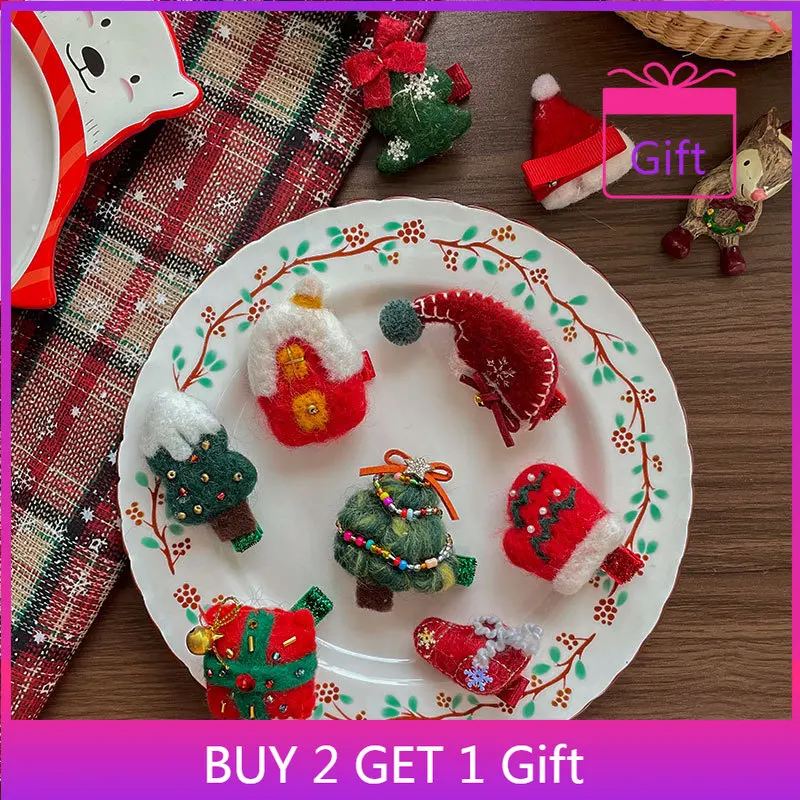 

1PC Christmas Tree Hair Clip Felt Bell Wreath Side Clip for Girls Holiday Party Hairpin Childrens Hair Accessory