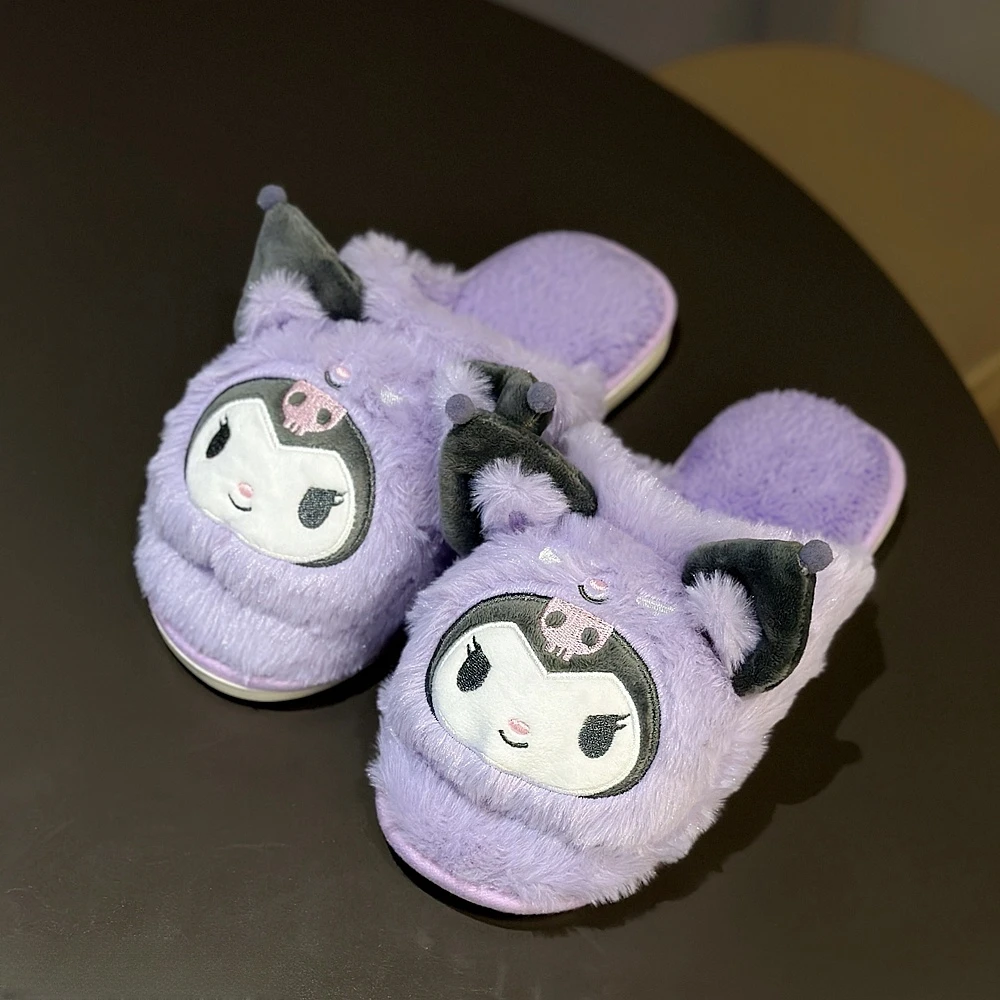 Kuromi My Melody Slippers Warm Indoor Shoes Kawaii Cinnamoroll Pochacco Home Cotton Shoes Sweet Japanese Style Shoes Non-slip