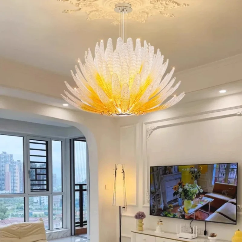 French Luxury Living Room Restaurant Pendant Lights Bedroom Hotel Villa High-end Crystal LED Chandelier Home Decor Lamps Fixture view 2
