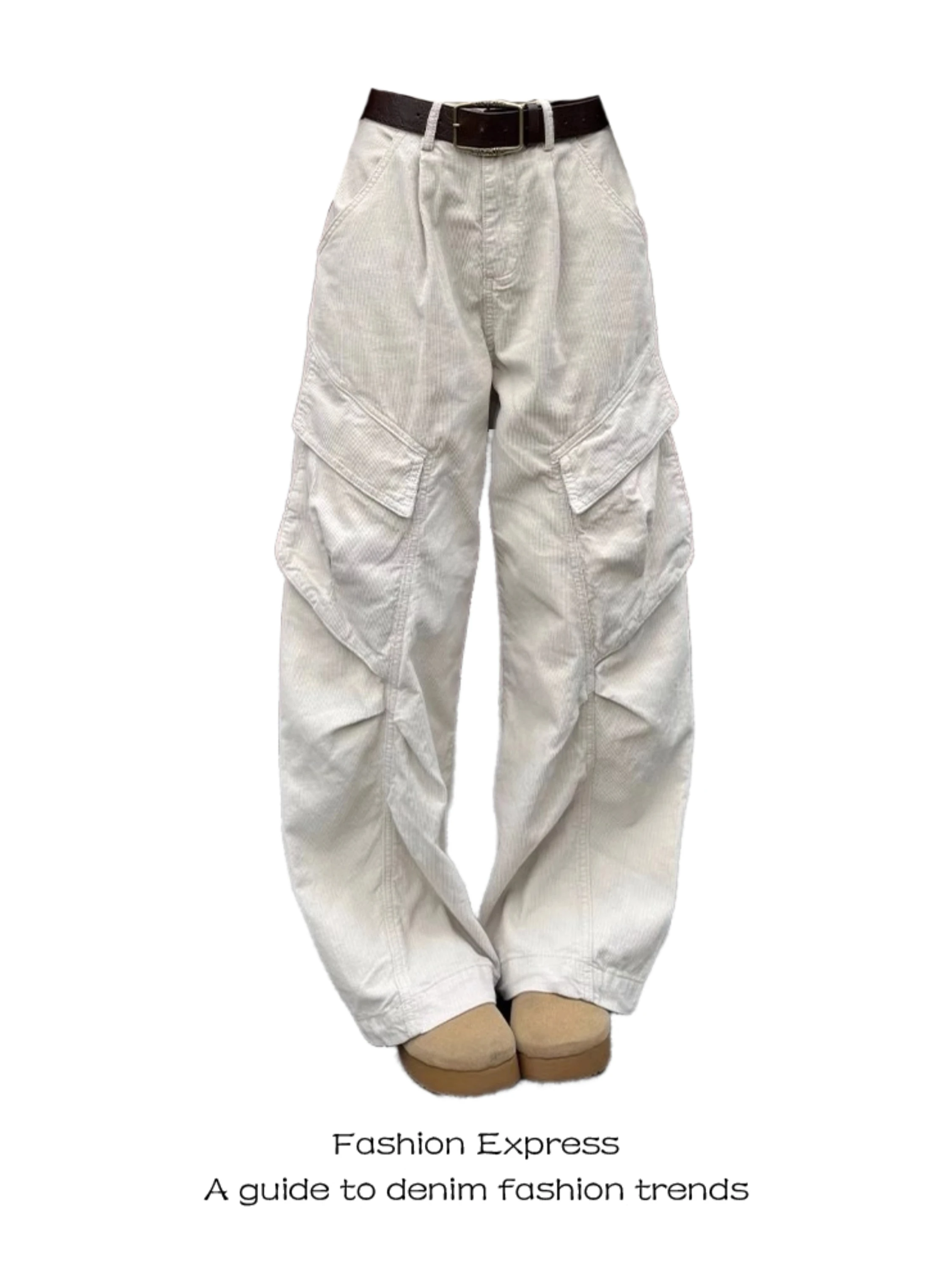 

Американские плиссированные брюки-карго цвета хаки для женщин, осенне-зимние, свободные, широкие, прямые, длинные