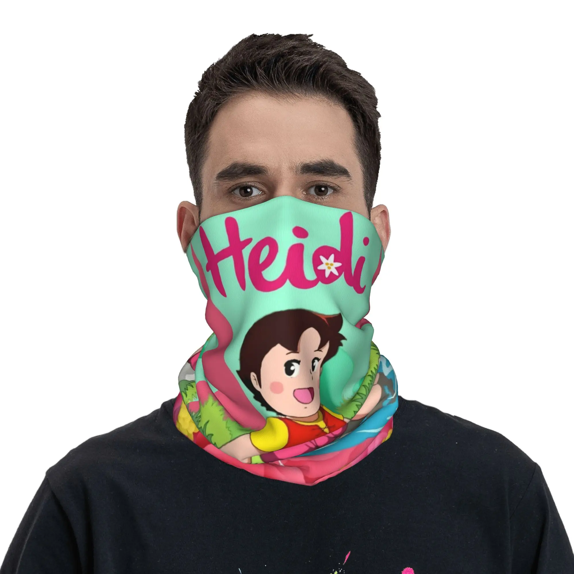 مخصص أنيمي هايدي فتاة جبال الألب الهزلي الكرتون باندانا الرقبة الجراب للتزلج الصيد الرجال النساء التفاف وشاح بالاكلافا أكثر دفئا #4