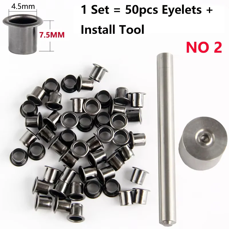 1 Set 4 Sizes 50pcs K-Sheath Eyelet Rivets + Installation Fix Tools 6MM 7MM 7.5MM Kydex Sheath Scabbards Eyelets Buckle Nail Pin