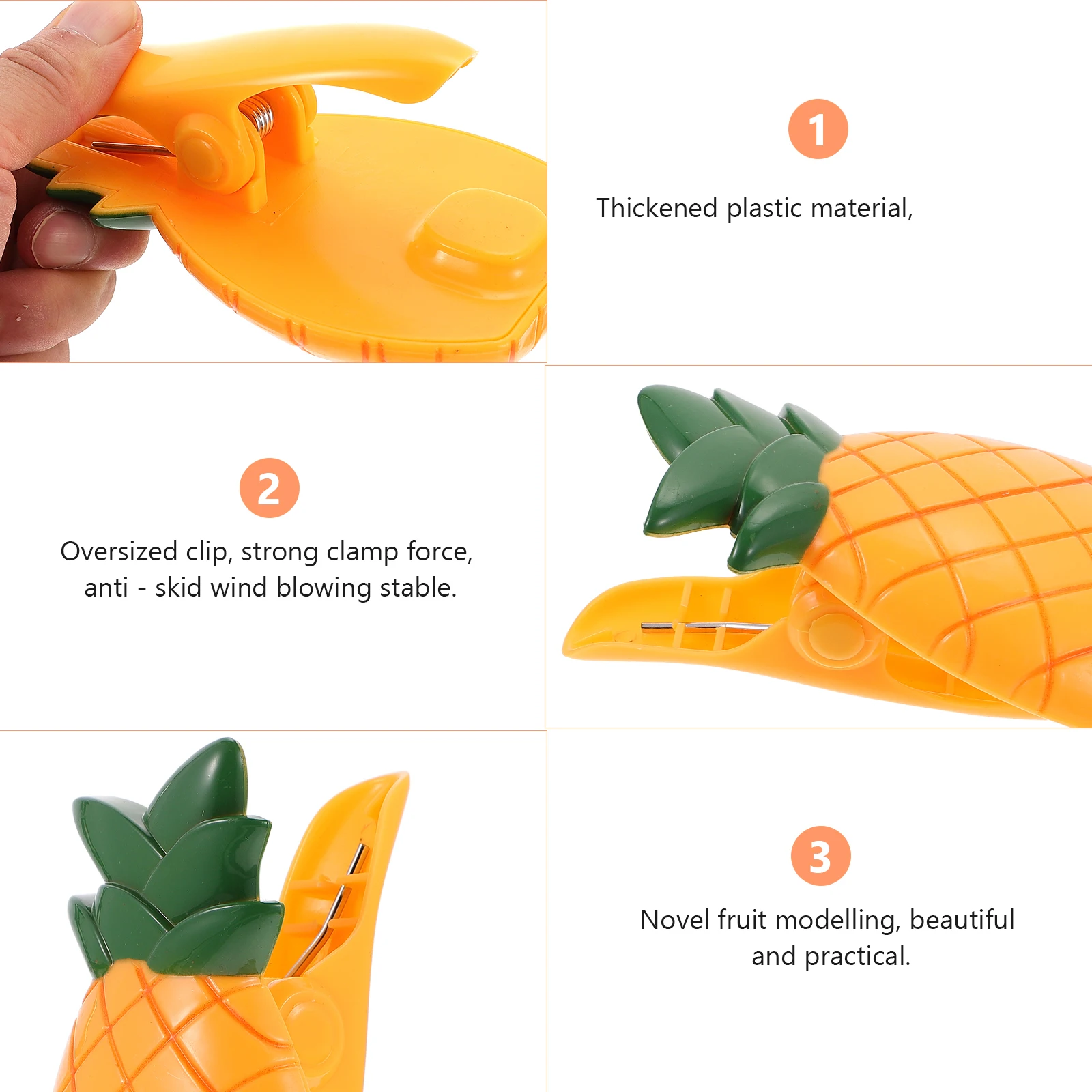

ABS Windproof Clothes Clamp 2PCS Strong Sock Towel Hanger Clips Smooth Edge No Metal Pineapple Shape Creative for Scarf