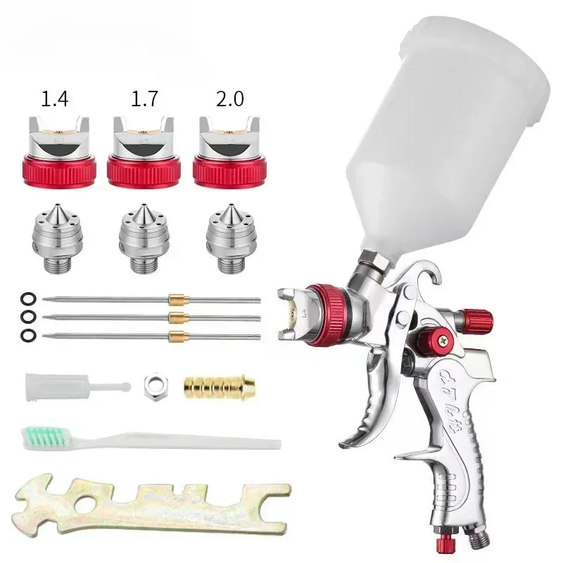 Imagem -06 - Paint Spray Gun Grupo Bico Gravidade Pneumática Air Paint Pistolas de Pulverização Carros Ferramentas de Pintura 1.4 mm 1.7 mm 2.0 mm Profissional