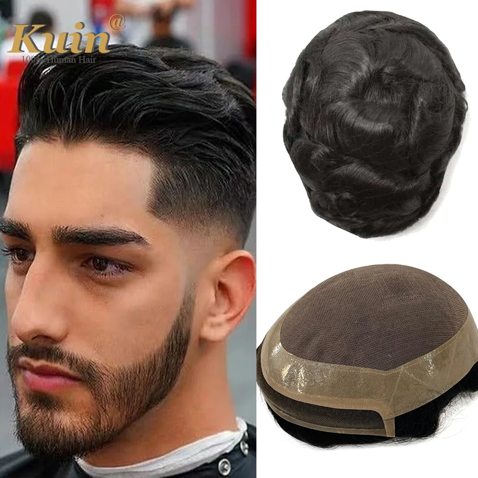 

Toupee For Men Swiss Lace Front Man Wig Double Knots Mono NPU Human Hair Men Capillary Prosthesis Hair System Natural Hairpiece