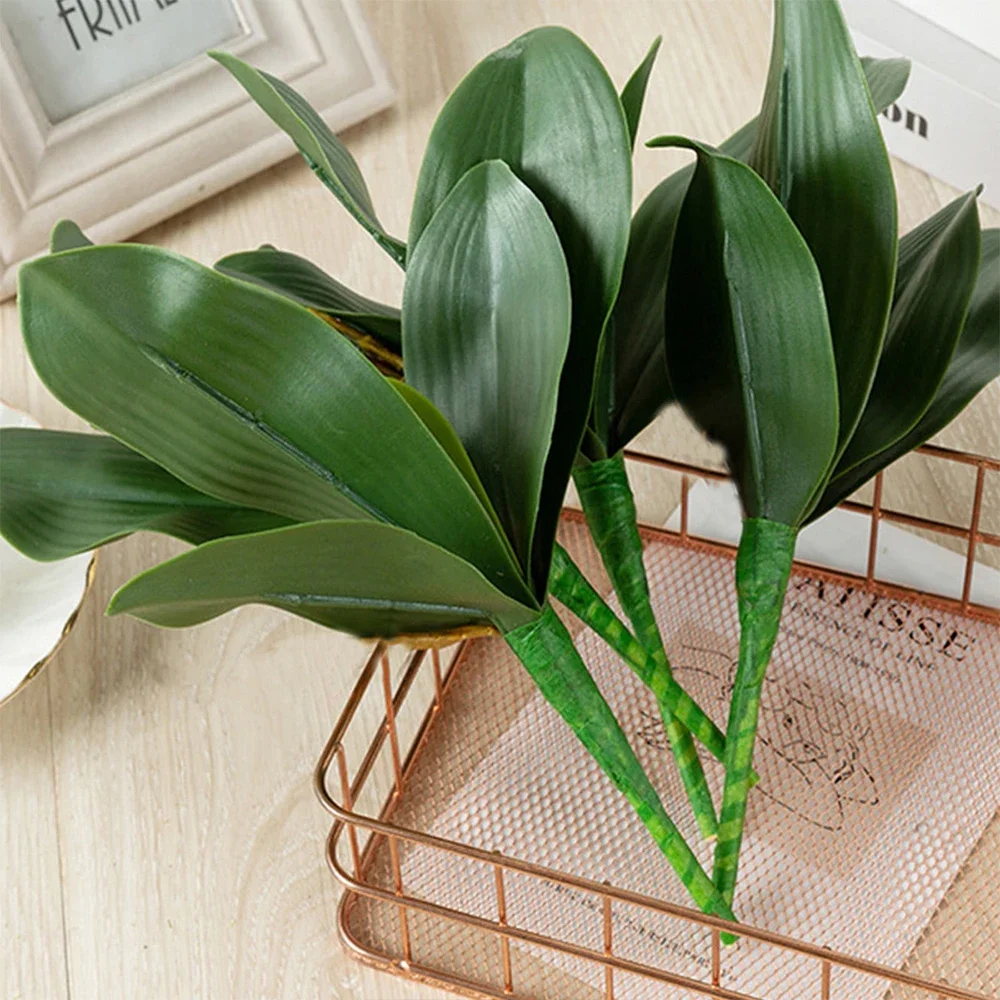 1 قطعة أوراق الأوركيد على شكل فراشة خضراء مقلدة، زهور مقلدة عالية الجودة، زهور بلاستيكية