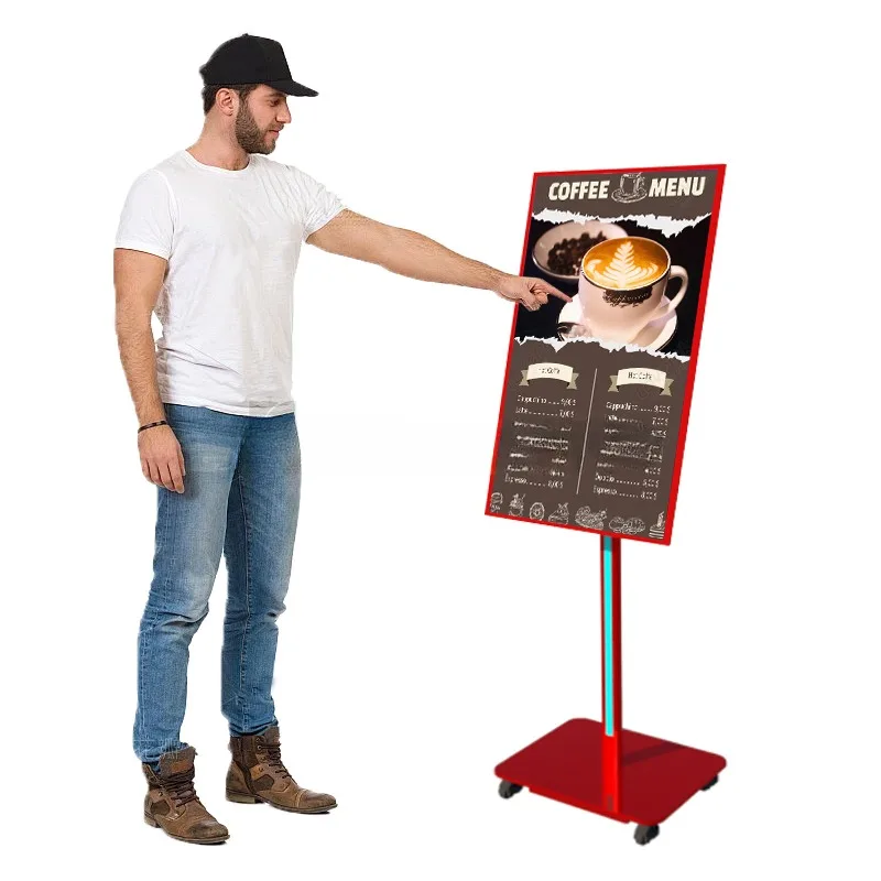 Movable Digital Poster 32 Inch Indoor Lcd Advertising Players Display Floor Stand Portable Digital Signage for screen