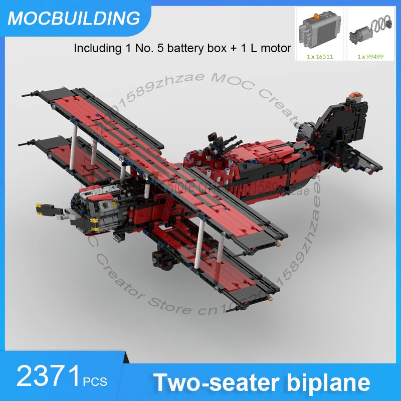 Bloques de construcción MOC biplano de dos plazas DIY montar ladrillos modelo de avión creativo colección de transporte juguetes regalos 2371 Uds