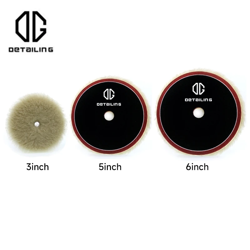 DETAILING Heavy Cut 3/5/6 Inch 100% Wool Buffing Pad For Car Polishing Suitable for RO, DA, GA Polisher