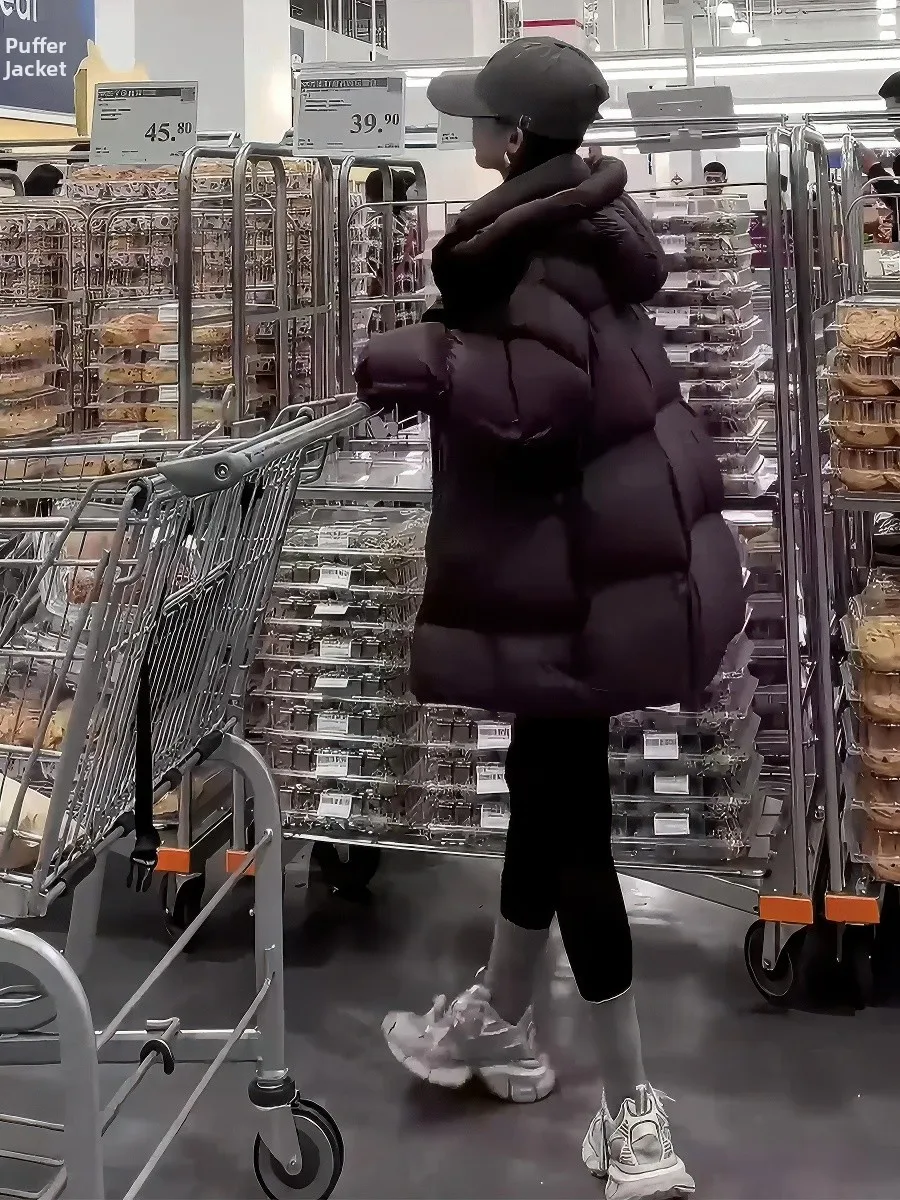 Invierno Thiened blanco Du down Puffer Jaet mujer con capucha pan Sle abrigo moda viaje Sle longitud Regular