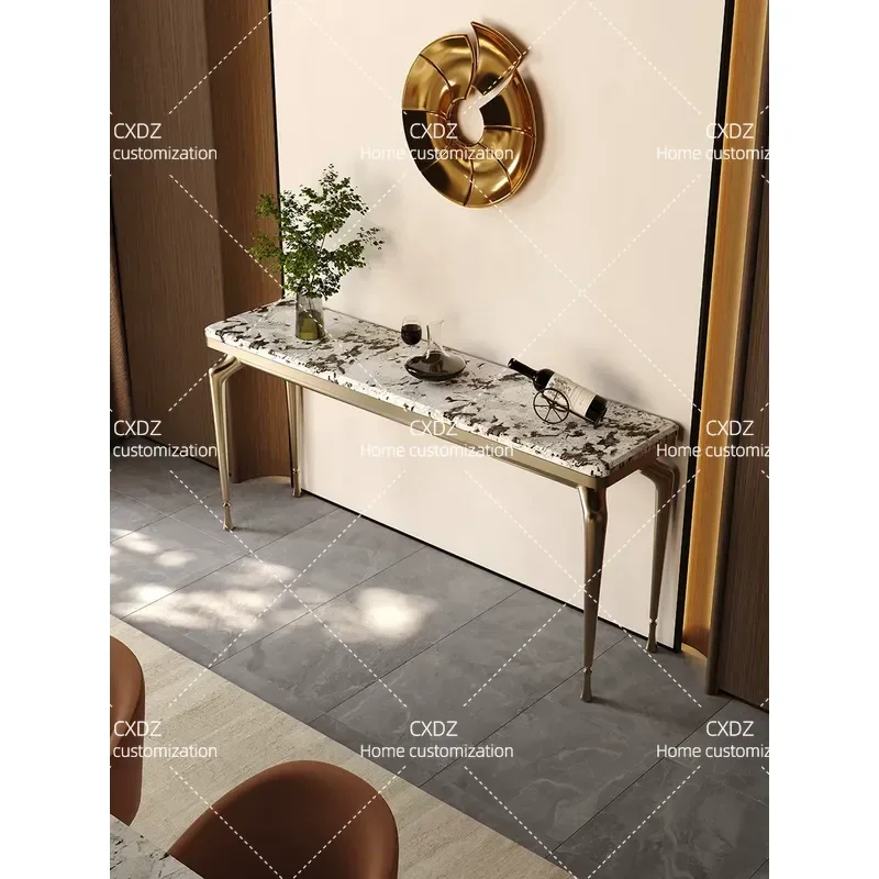 Natural Marble Rectangular Console Table Luxury Stone Entryway Furniture High End Customizable Art Decoration Hallway Table