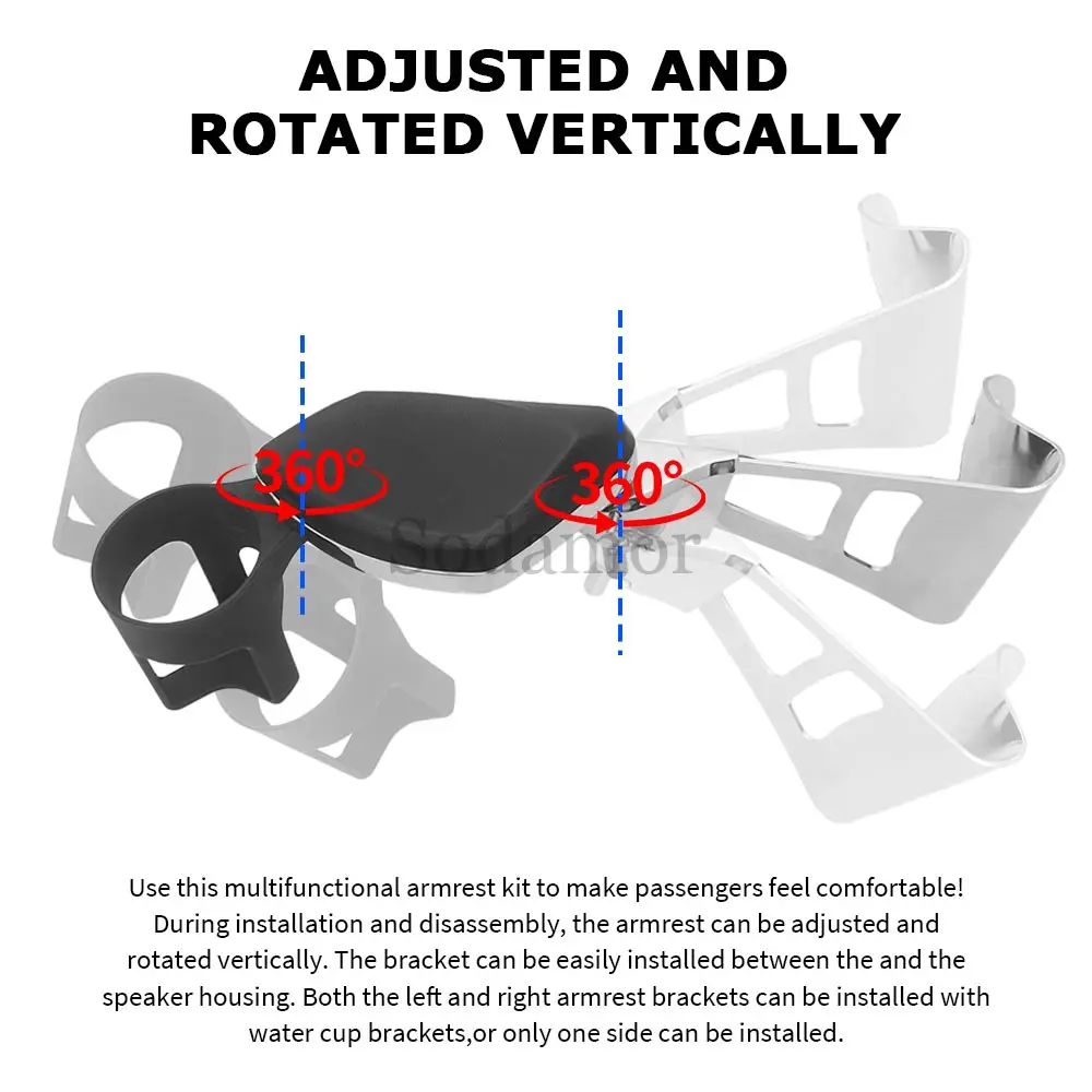 دراجة نارية زوج واحد من مساند للذراعين مع حامل مشروبات لدراجة Harley Touring Electra Glide، Road Glide Ultra and Tri Glides 2014-Up #3