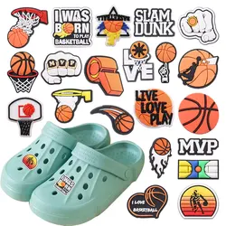 1pcs Live Love Play Basketball Whistle PVC Shoe Charms Garden Shoes Button Decorations Accessories For Clogs Pins Kid Xmas Gift