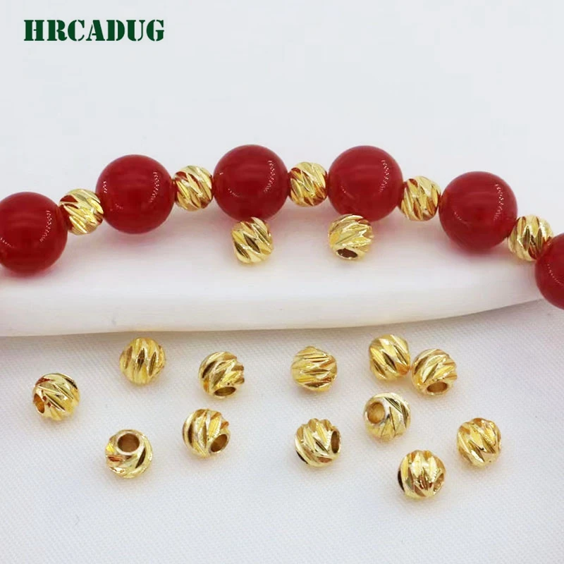Neue 2.5/3/4/5/6mm Schnitt muster Separatoren Perlen 18 Karat vergoldete runde Abstands perlen zur Herstellung von Armbändern DIY Schmuck herstellung Lieferungen