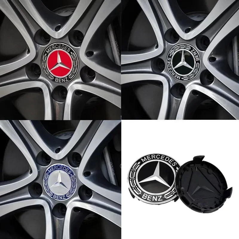 4PCS 75mm Car Wheel Center Hub Caps Cover for Mercedes Benz B/C/E/S Class A Class C200L GLC GLK CLA Accessories