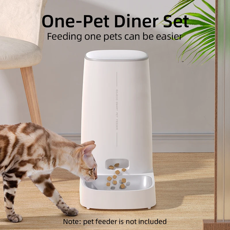 ROJECO Only Stainless Steel Single & Double Bowl Accessories For 4L Automatic Pet Feeder Cat Food Dispenser Without Pet Feeder