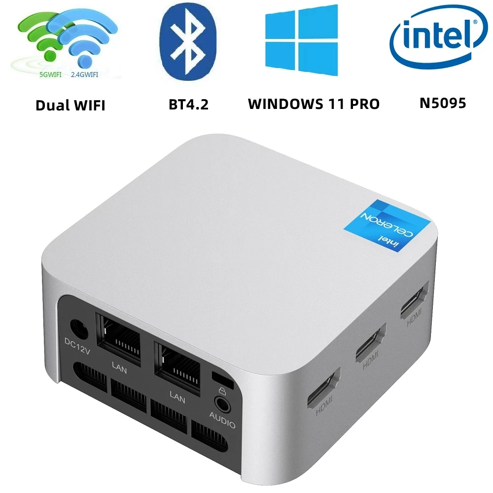 T8 Plus PC Mini Intel 12Gen Alder Lake N100 N150 Windows 11 Wifi5 BT4.2 3xHDMI saku komputer mikro kotak TV 16G LPDDR5 1TB SSD