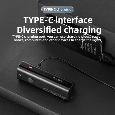 Велосипедный светильник ROCKBROS с зарядкой USB Type-C, 2000 мАч — изображение продукта