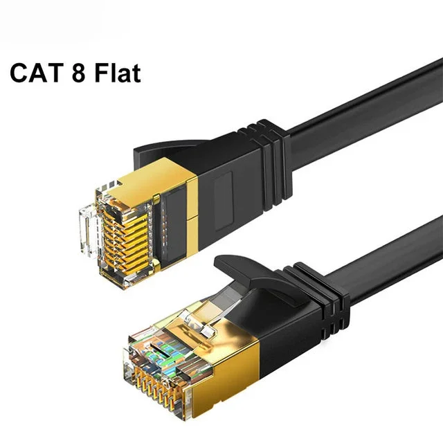 Cat 8 Ethernet Round Cable LAN Network Cat8 Rj45 Speed Network Cable 40Gbps Flat Cable 2000Mhz 26AWG For Router Pc Ps4 Tv Laptop