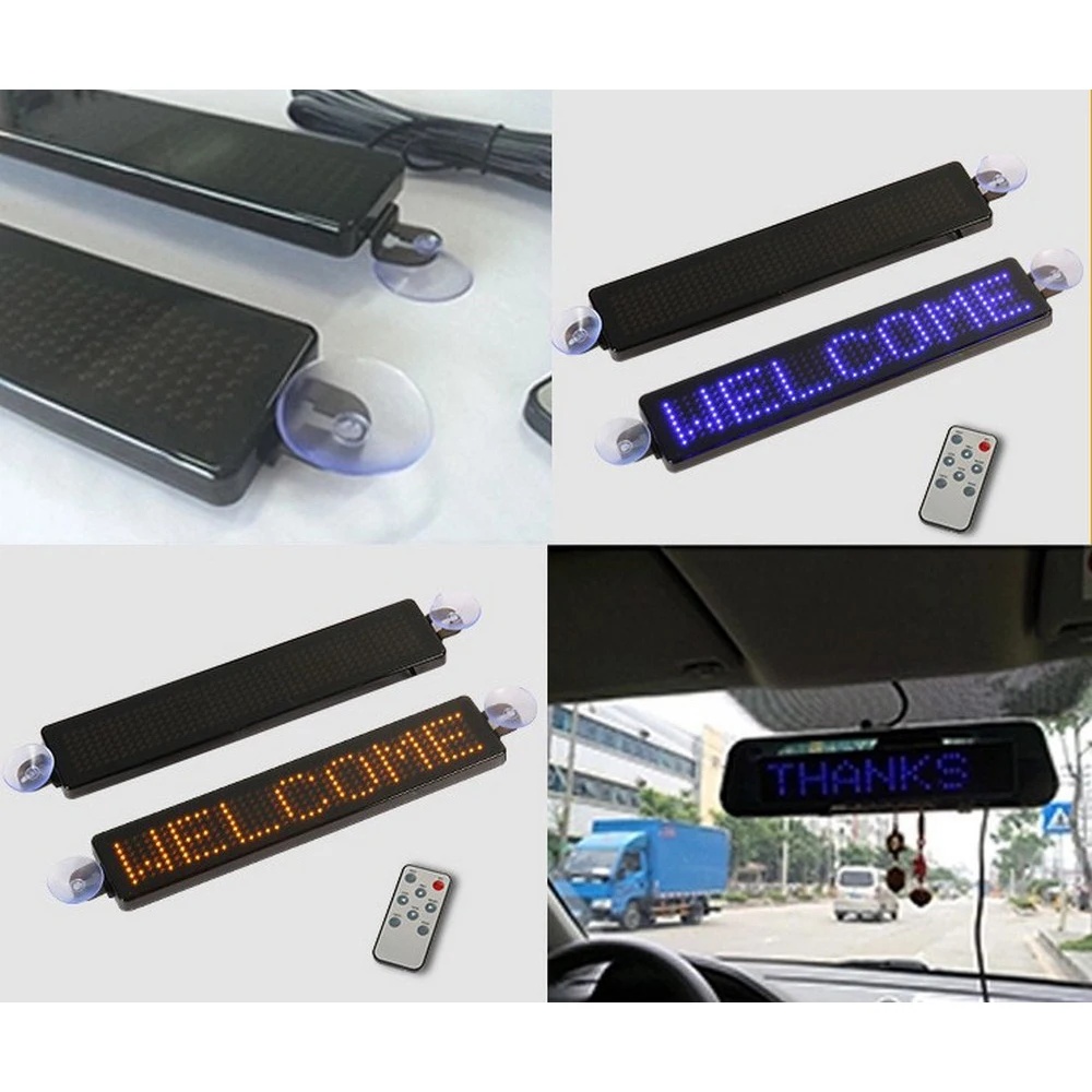 12V Car LED Advertising Easy to Install Programmable Sign Moving Scrolling Message Board Screen HD Text Digits Pattern Display