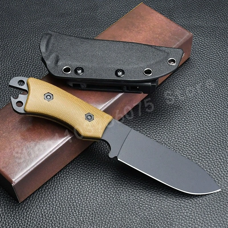 

BK11 Small Utility Knife 8Cr13Mov Blade Linen Handle for Outdoor Camping Survival in The Wild EDC Hunting Knife Men's Gifts