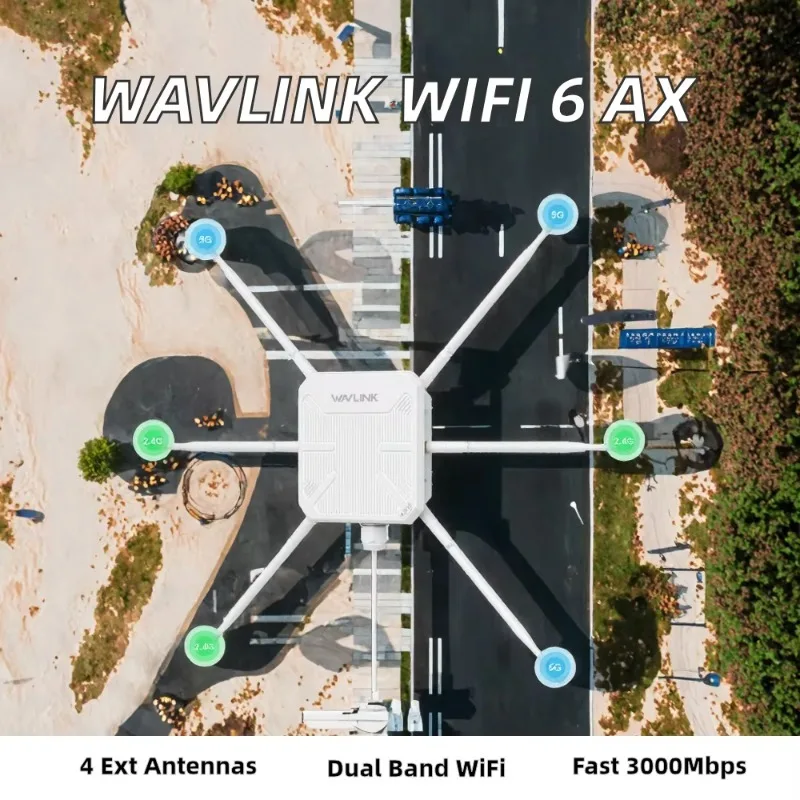 WiFi 6 AX 3000Mbps Outdoor Wireless Mesh Router 2.4G 5G Dual Band Extender WN588HX3 Signal Booster Firewall WPS New