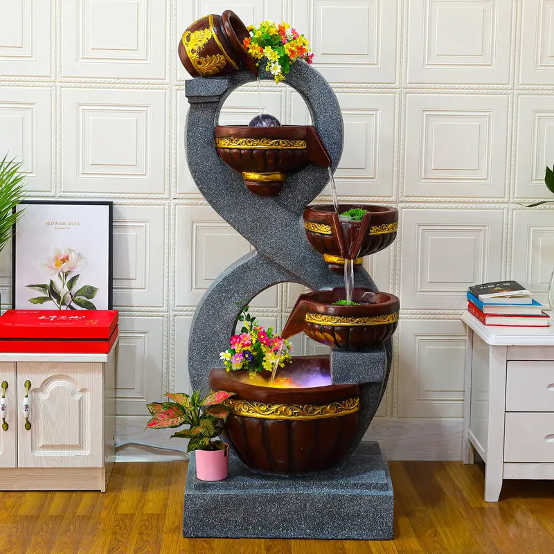 Floor-to-ceiling ornaments, simple modern circulating water features, decorations, living room, indoor water fountain