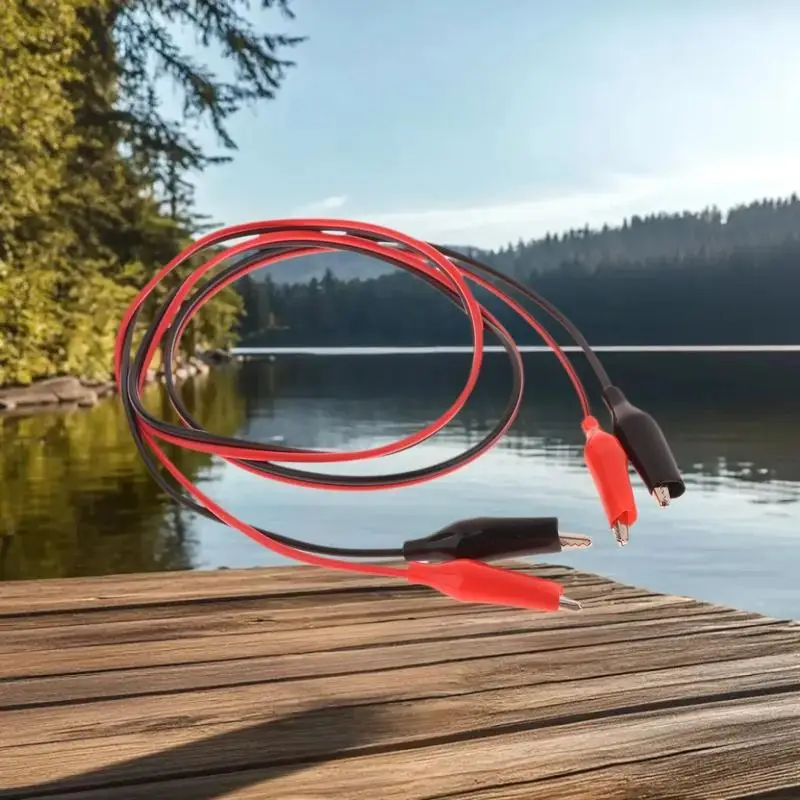 2 szt. Przewody połączeniowe z krokodylkami, długość 1M, 2-żyłowe, 4 klipsy w kolorze czerwonym i czarnym do efektywnych projektów DIY obwodów baterii