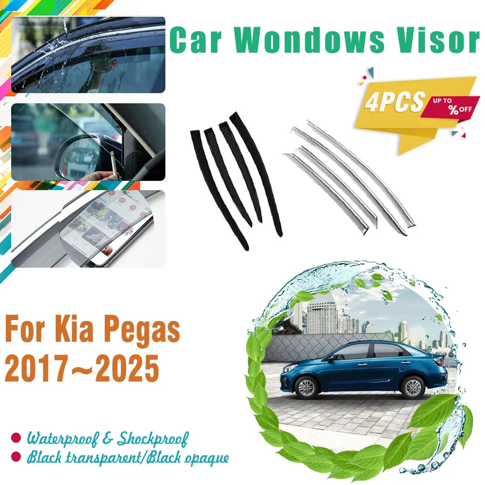 

Car Windshield Trims For Kia Pegas Soluto Sephia AB 2017~2025 Sedan Sun Window Visors Rain Guard Weathershields Auto Accessories