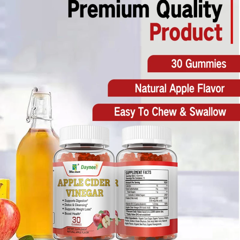 1 bottle apple cider vinegar gummies with 30 capsules promote digestion reduce blood sugar reduce weight eliminate fatigue