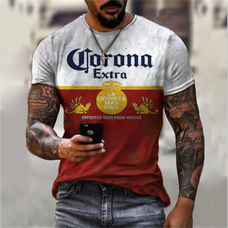 New 2022 Summer Man Fashion T shirt Harajuku Men's Corona 3D Printing Casual Sports T-shirt O-neck Short Sleeve Tops Men Clothes