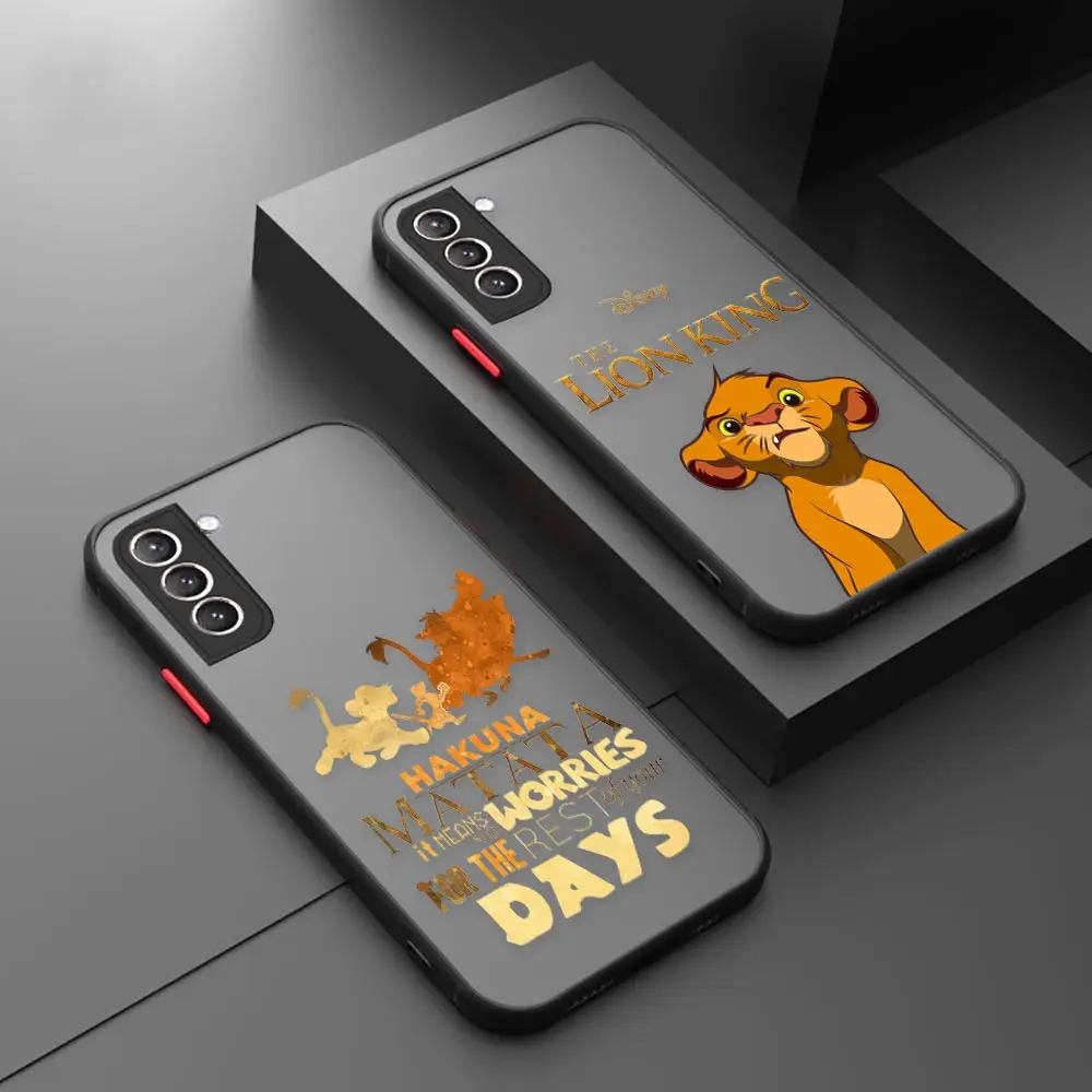 The Lion King Cartoon DDisney HAKUNA MATATA Shockproof Case For Samsung S22 Ultra S21 S20 FE S10 Lite S9 S8 S22 Plus Matte Cover