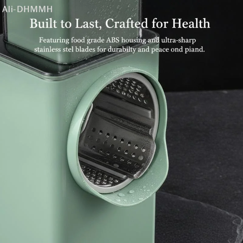 ZLinKJ Hand Crank Multifunction Vegetable Cutter Stainless Steel Panel Cuts All Veggies Portable Slicer for Camping Cooking