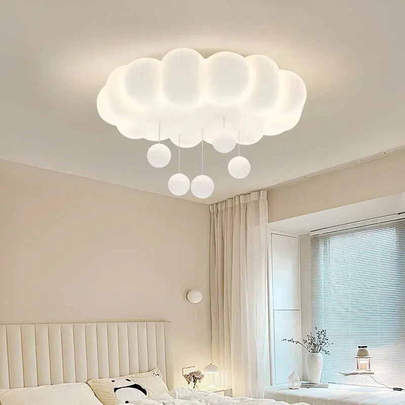 Cream PE Ceiling Chandelier Pumpkin Ceiling Lamp Bedroom Cloud Lighting Home Improvement Room Lights Suspension Luminaire