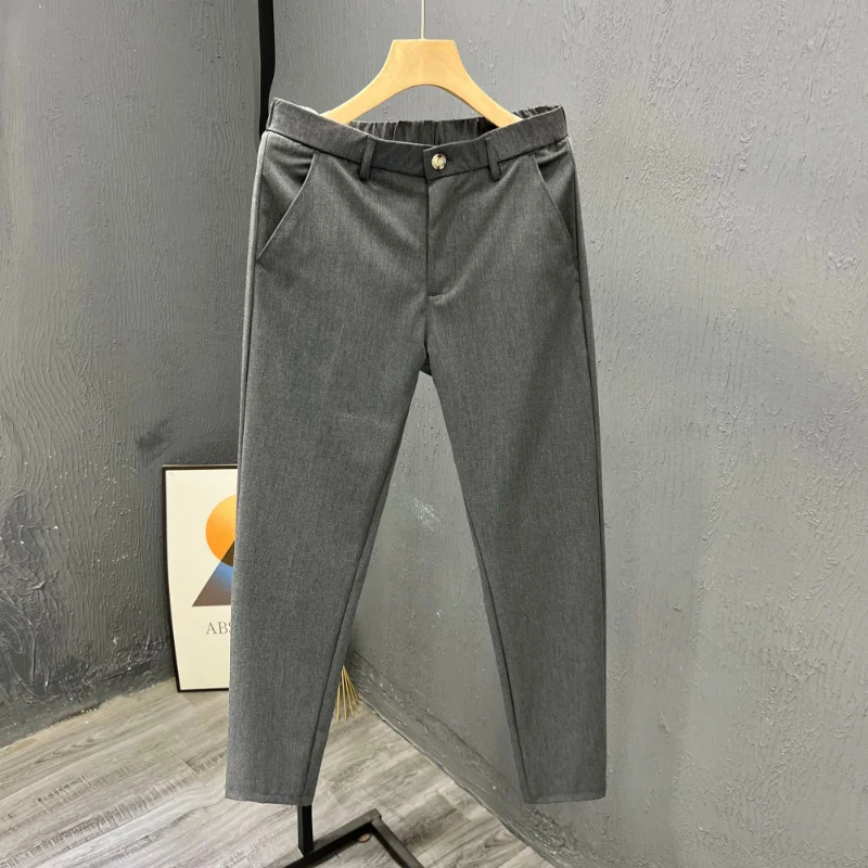 Men\'s Clothing Summer Fashion Business Casual All Match Suit Pants Formal Strecth Solid Straight Slim Trousers Pantalones Hombre