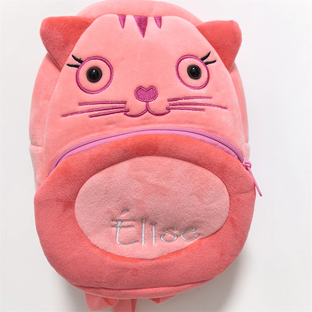 

Small Pink Cat Children's Plush Backpack Personalized Name Kindergarten Cute Schoolbag Custom Name Children's Day Gift Snackbag