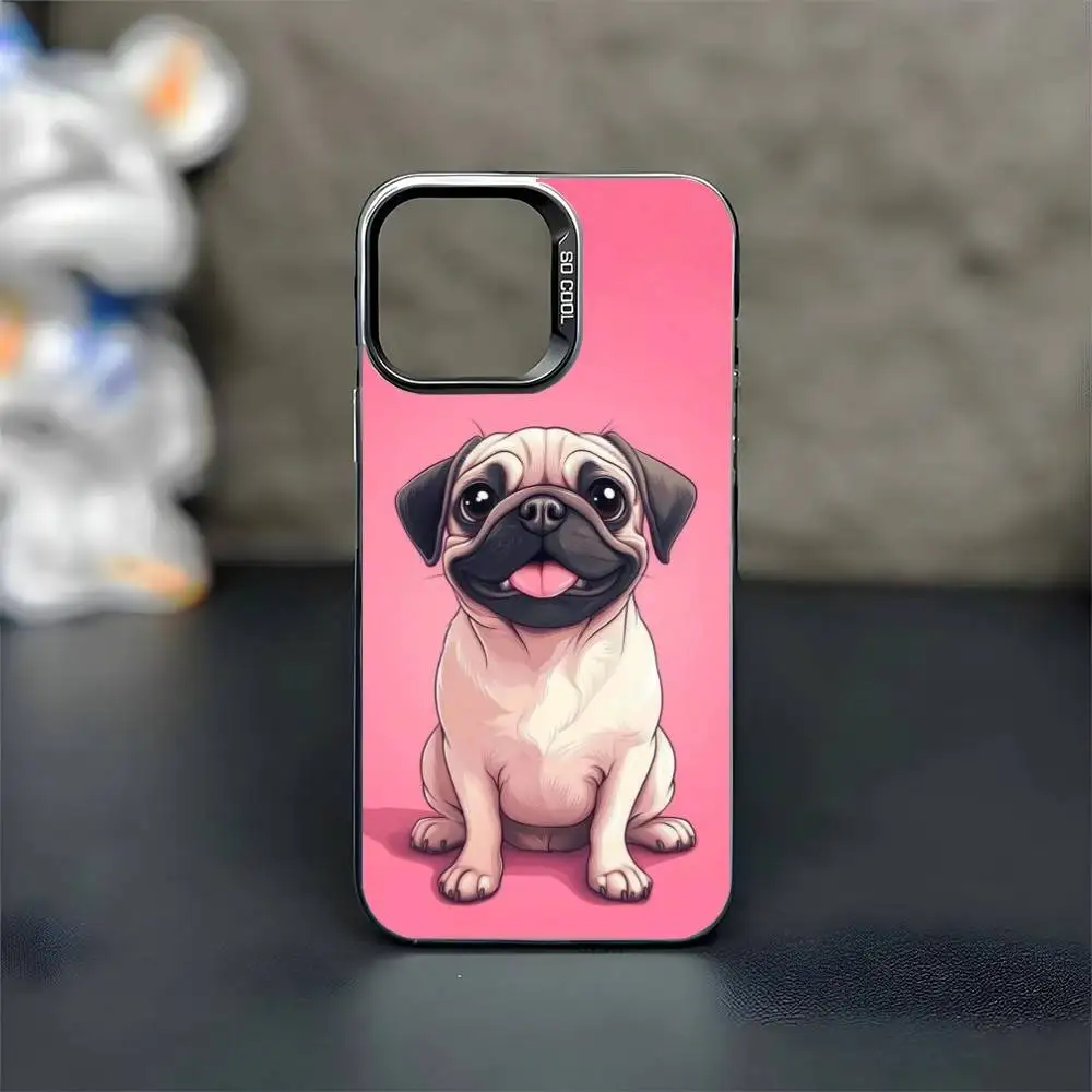 Custodia per telefono Pug Dog Bulldog francese per iPhone17,16,15,14,13,12,11 Plus,Pro Max Cover antiurto nera opaca