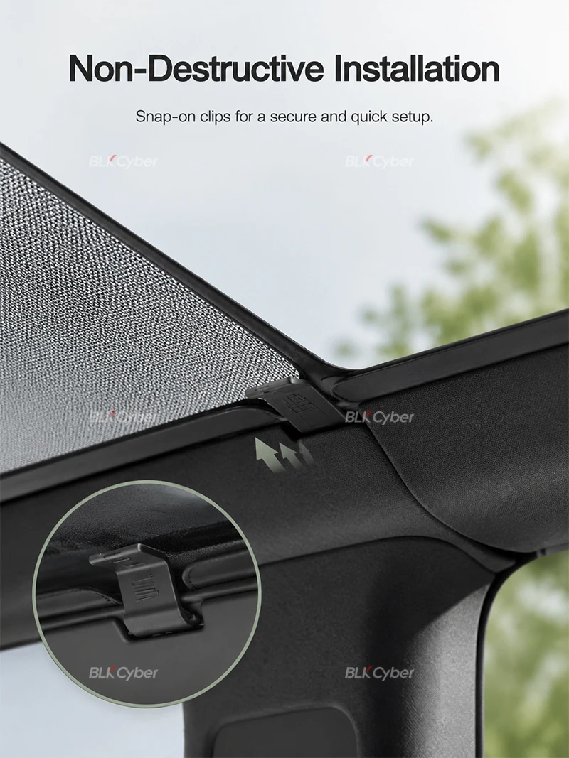 Für Tesla Model 3/Y/YL Highland Juniper Glasdach-Netz-Sonnenschutz, solarbetriebene Abdeckung, lichtdurchlässiger, lichtfilternder Schirm, UV-Wärmereduzierung, Clip-On – Detail 5