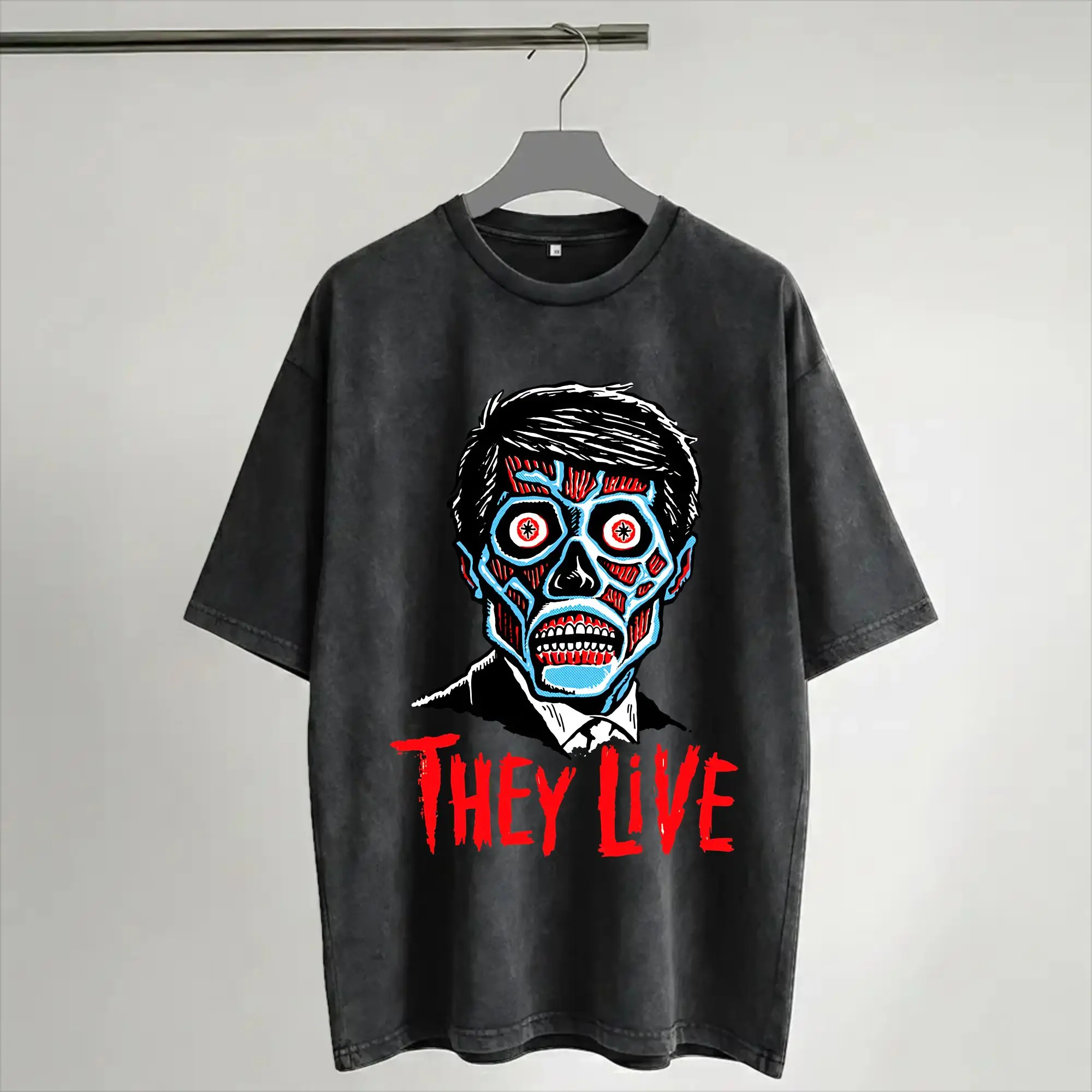 They Live, John carpenter Merch Washed T Shirt Men Women Streetwear Hip Hop T-Shirt Summer  Tees Tops Short Sleeve