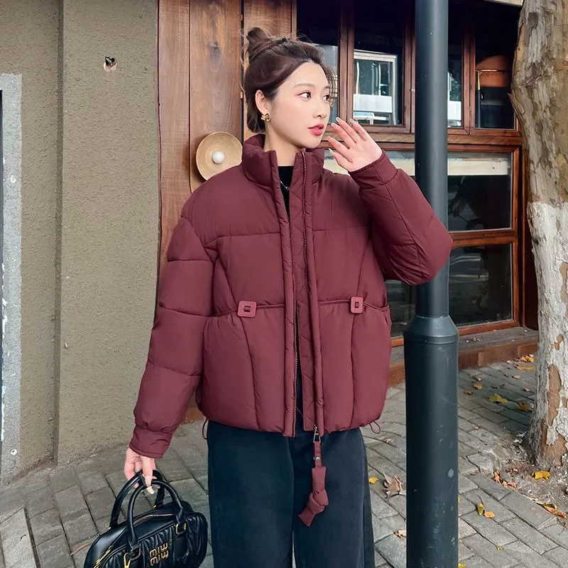 New Womens Down Cotton Jacket Short Fashion Autumn Winter Thicke Warm Padded Jacket Stand-up Collar Female Casual Cotton Clothes