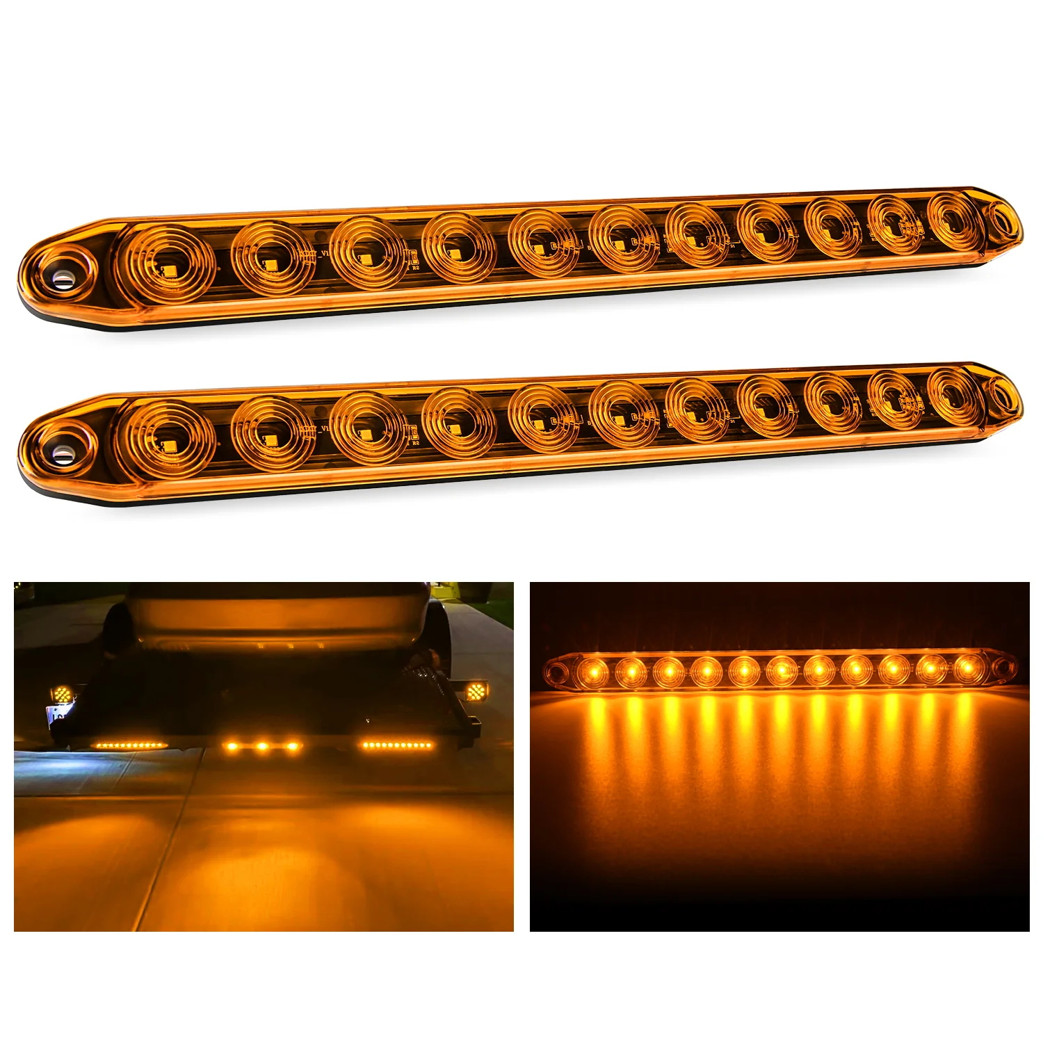 Nilight 2PCS 16Inch 11 LED Red Trailer Light Bar for Parking Stop Turn Signals Tail Brake DOT Compliant IP65 Waterproof Truck ID Marker