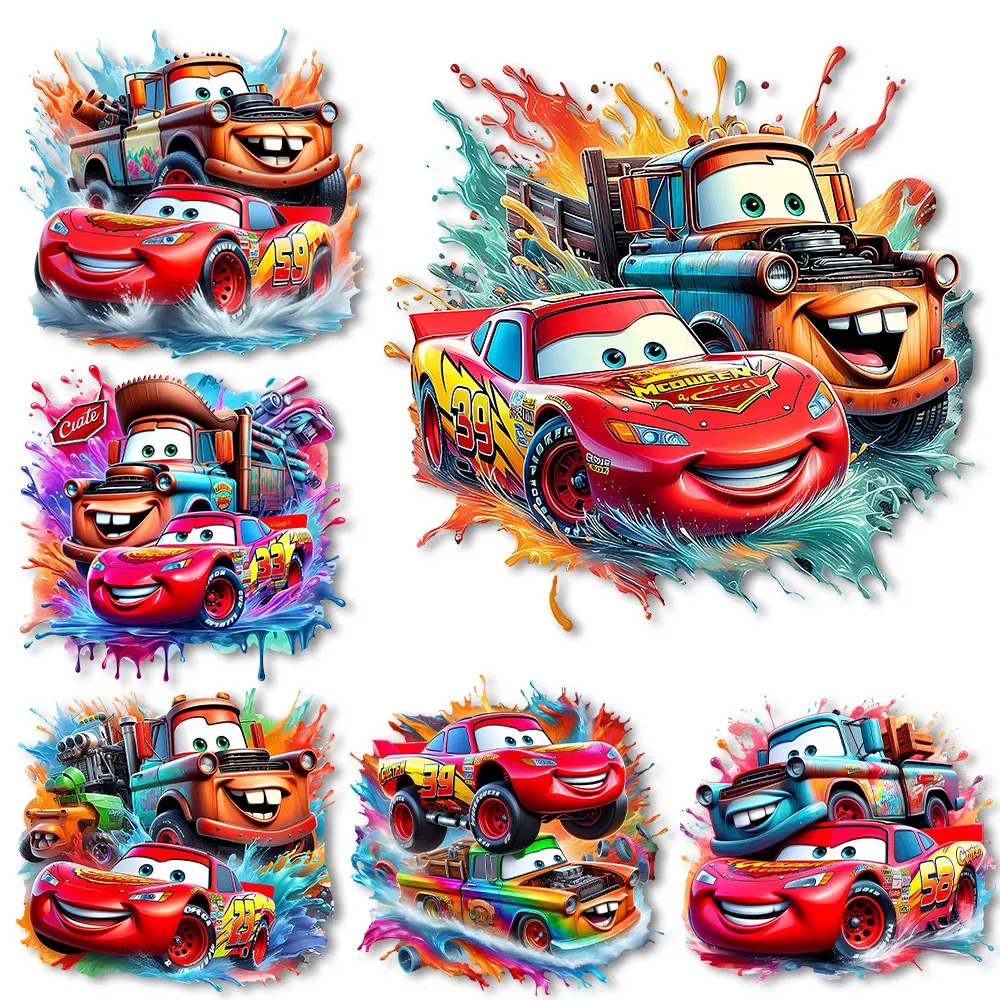 Cars McQueen Colorful Iron on Decals Heat Transfer Stickers Thermal Patches on Tshirts DIY Ironing Prints