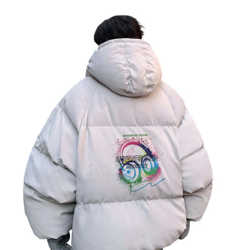 Winter Bread Jacket Winter for Men Fashion Warm Male Parkas Big Size Headset Print Men\'s Cotton Coat Oversize Men Clothing 2024