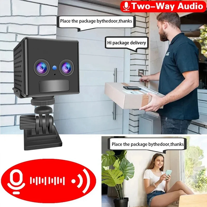 Telecamera 4G HD Mini Dual Lens 3000Mah PIR Visione notturna Movimento Rilevazione umana Videocamera di sorveglianza IP